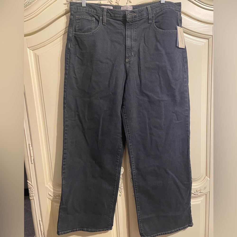 High Rise Wide Leg Blue Relaxed Fit Denim Sz 16R